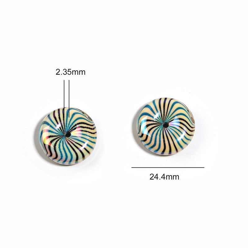 Wholesale 50pcs Spiral Line Flat Round Beads Geometric Vortex Center Hole Diy Beads Spacer